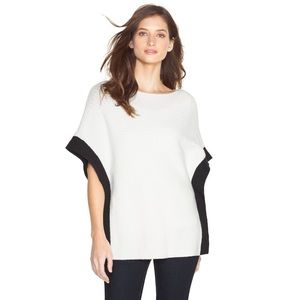 White House Black Market Ribbed Colorblock Cape Sweater Poncho